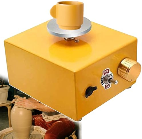 ZGHQHCDRH tornio da vasaio, Tornio da vasaio, Utensili in Ceramica, Macchina for Argilla con velocità Regolabile/Mini tornio, Strumenti for Scultura Fai Te(Yellow)