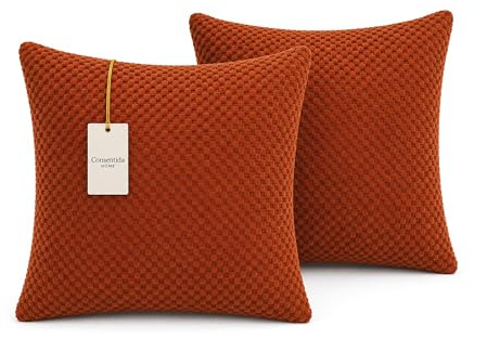 Consentida Home Set De 2 Cojines para Sofa con Relleno De Fibra De Alta Densidad para Decoracion De Salon Y Cama Soft Touch Terciopelo Panal Teja 45 X 45 Cm
