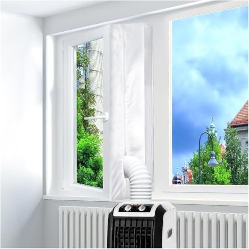 Portable Air Conditioner Window Seal Kit with Adjustable Zipper No Drill AC Unit Windows Kit Thermal Barrier Waterproof Insect Guard Improves Cooling for Portable AC Tumble Dryer