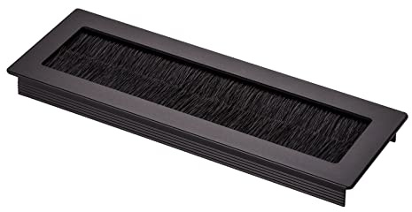 SOTECH 2 x Kabeldurchlass Toledo aus Aluminium schwarz eloxiert 200 x 70 mm | Einbaumaß: 190 x 62 x 15,3 mm Kabeldurchführung