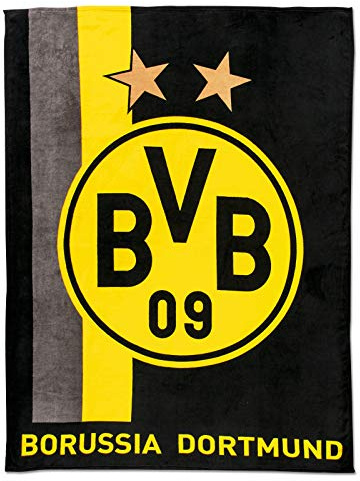 Borussia Dortmund,Couverture polaire à rayures, noir-jaune