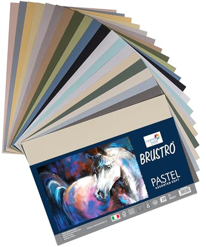 Brustro Artists - Carta per pastello, 160 g/mq, formato A3, confezione da 20 fogli, colori assortiti
