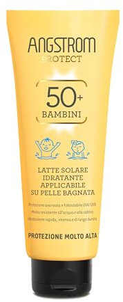 Angstrom Protect Sonnenmilch für Kinder, LSF 50+, schnelle Feuchtigkeit, nährend, geeignet für empfindliche Haut, 250 ml