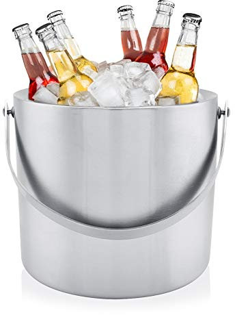 Bewinner Edelstahl Eisbehälter mit Deckel Inkl, Double Walled Eiskübel mit Deckel und Griffen, Hochwertiger Edelstahl, für Optimal Gekühlte Eiswürfel und Getränke, für Partys, Dinnerpartys, Picknicks