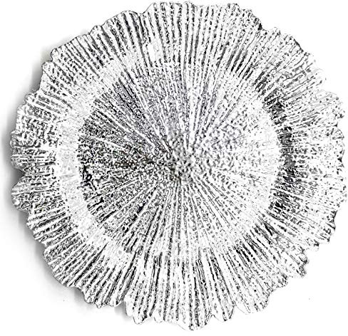 allgala 13-Inch 6-Pack Heavy Quality Round Charger Plates-Reef Silver-HD80332