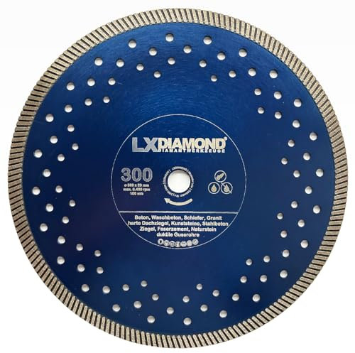 LXDIAMOND Diamant-Trennscheibe 300mm x 20,0mm Premium Diamantscheibe für Stahlbeton Granitborde Beton Naturstein passend für Trennjäger Motorflex 300 mm