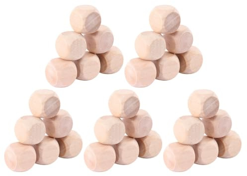 EXCEART 100 Stücke Blanko Holzwürfel 16mm Bastelwürfel Blankowürfel Gebetswürfel Natürliche Würfel Holzblöcke Bauklötze zum Bemalen für Kinder Holzpuzzle DIY Basteln Montessori Spielzeug