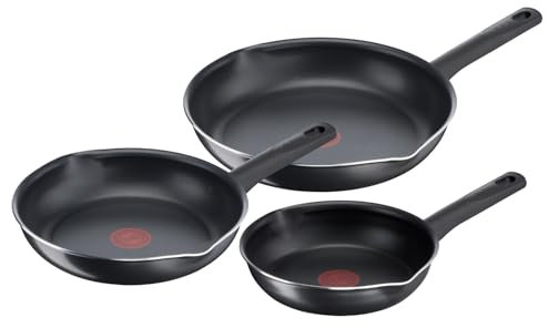 Tefal B56490 Set di padelle Day By Day On da 3 pezzi 20/24/28 cm | Pentole antiaderenti | Rivestimento antiaderente in titanio ad alte prestazioni | Nero [Non adatto all'induzione]