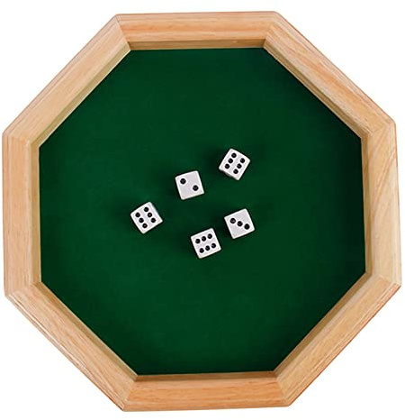 F Fityle Achteckiges Brettspiel Aus Holz mit Filzgefütterter Rollfläche für Party Aldult W/Dice Dice Games Grün