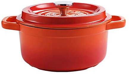 MXXHFC Casserole en céramique Casserole avec Couvercle, soupière à Double poignée Pot en Terre Cuite Pot en Terre, Batterie de Cuisine résistante à la Chaleur Orange 3l (Orange 2.5L)
