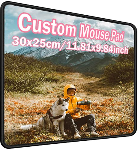 UOKIIYUA Personalisiertes Foto-Mauspad, individuelles rutschfestes Mauspad mit Ihrem Bild und Text, Schreibtischzubehör 30x25 cm