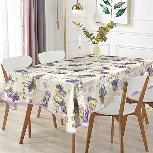 MERCURY TEXTIL- Mantel Antimanchas Rectangular, Hule Mesa, Resistente, Lavable, Impermeable. Ideal para Interiores y Exteriores. (Lavanda, 140x200cm)