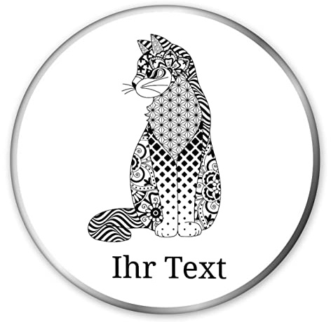 gravur-fabrik.de Keksdose Katze personalisiert, Metall rund, Zentangle | Plätzchendose mit Katzen-Motiv und Wunschtext – Geschenkdose für Katzenliebhaber, auch als Leckerli-Dose