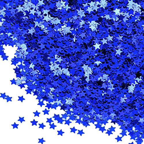 30g Star Confetti Blue Star Table Confetti, 6mm Metallic Glitter Foil Sprinkles Confetti, Sequins Star Confetti for Birthday Wedding Party Halloween Christmas Decoration