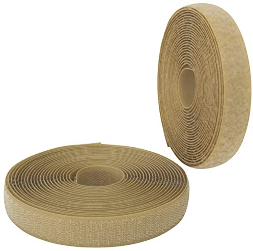 AERZETIX - C65923 - Cinta/rollo de scratch 20mm 5 metros auto agarre - organizador/sujetacables - tira enganche bolsa prenda correa - color: arena - en poliamida y poliéster