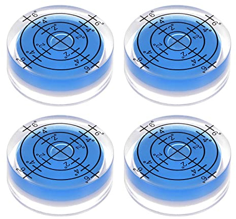 sourcing map 4pcs Niveau Bulle Rond 32x12mm Mini Circulaire Bullseye Bleu | Degré marquer pour Nivellement Caméra Trépied Télescope Atelier Plateau Tournant