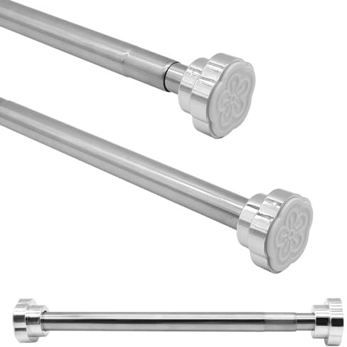 KtbeYTi 40-55 cm Plata Barras de Cortina de Ducha Barra Armario Extensible en Acero Inoxidable, Antideslizante Barra Telescópica para Armario, Baño