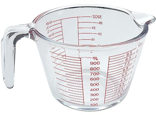 Roellgs Glas Messbecher, abgeschrägter Messbecher, transparenter Krug (1000ml)