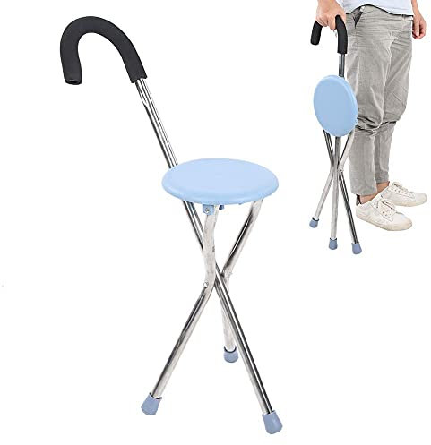 s Bâton de Marche avec siège, siège Pliant Bâton de Marche pour Aider Les Sports et l'exercice, Tabouret de Marche Portable à Hauteur réglable utilisé pour Les Personnes âgées et handicapées