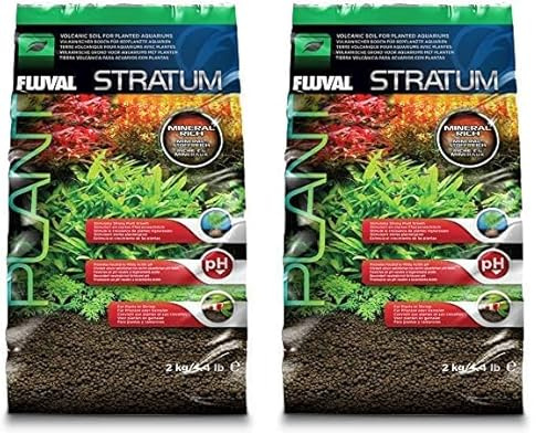 Fluval Plant and Shrimp Stratum Aquarium Planting Substrate, Dark Brown, 2 kg (Pack of 2)