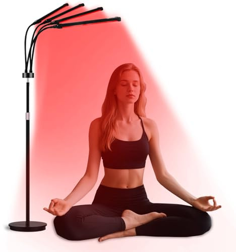Trayvespace Red Light(660NM & 850NM & 940NM), 180LEDs Floor Red LED Lamp with 4 Heads, Near Infrared Light with 10/20/30Min Timer, Infrared Lamp for Home Use