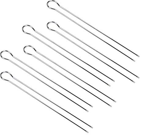 Brocheta de metal para tenedor y parrilla para barbacoa, 6 piezas, brocheta de doble, brochetas de metal para barbacoa, brochetas de acero inoxidable para barbacoa, brochetas de