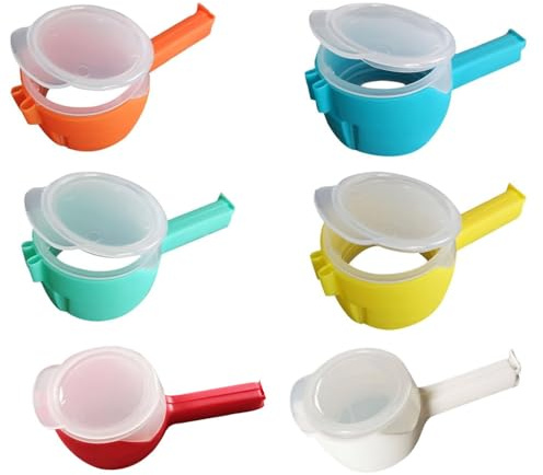 Naisfei 6 Pcs Reusable Bag Clips with Pour Spout for Food Storage and Snack Sealing, Offering Moisture Protection