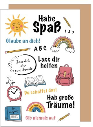 Edition Seidel Premium Glückwunschkarte zur Einschulung mit Umschlag. Einschulungskarte Grußkarte Karte zum Schulanfang Schulstart Spruch Schulkind Mädchen Junge 1. Klasse (ES151 SW025)