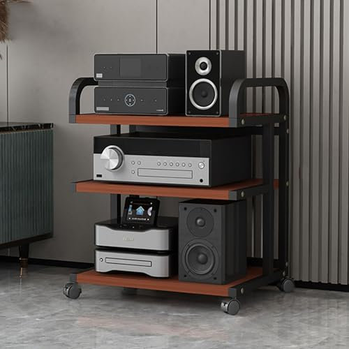 Genérico Estante para Medios audiovisuales, para Videojuegos, DVD, esquinero, Torre de Audio estéreo, Moderno con Ruedas, para Reproductores de DVD, Consolas de Juegos y routers WiFi (Negro, 50 x 40