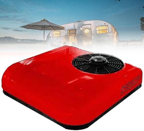 Aire acondicionado de techo para coche, caravana, SUV, camión, furgoneta, caravana, 12 V/24 V, ideal para aparcamiento, ideal para camiones, caravanas, barcos, caravanas y remolques de viaje,Red-12V