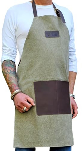 Laguiole en Aubrac Grillschürze, Garten- und Arbeitsschürze, Canvas olivgrün