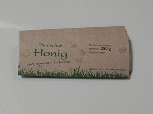 Generisch 2X 100 Etiketten Natur f. 250g Honigglas beige, Honig abfüllen, Imker Honigglasetiketten Honigetiketten Imkerbedarf Imkereibedarf Silkes