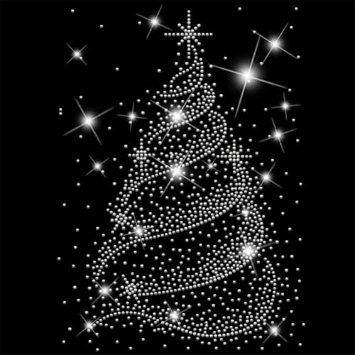 SUPERDANT Weißer Weihnachtsbaum Zum Aufbügeln Strass Transfer Weihnachtszeit Aufbügel Aufkleber T Shirt Wärmeübertragung Hotfix Aufkleber Kleidungsreparatur Kristall Patch Für Kleidungstaschen