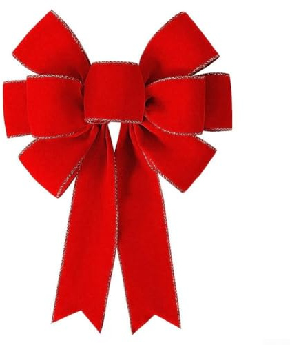 Besttoolifes Lazos rojos de Navidad para decoración al aire libre, 27 x 50 cm, lazo grande para árbol de Navidad, lazo de corona de terciopelo para decoración de puerta delantera del hogar de Navidad