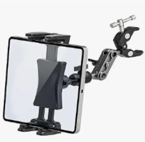 GAESHOW Laufband Tablet Halter, Tablet Halterung, Fahrrad Lenker Halterung Klemme für Elliptische Spin Bike, Multi Winkel Einstellbar Metall Arme, Kompatibel mit 5-13 Tablets