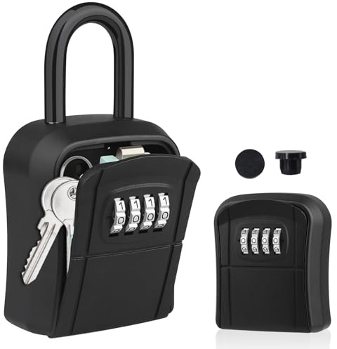 Diyife Cassetta di Sicurezza per Chiavi, Piccolo, con Gancio, Nero | Cassaforte Chiavi da Esterno, Impermeabile, Codice a 4 Cifre, per Archiviazione Chiavi di Casa, Esterno, Garage