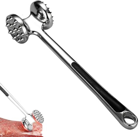 Marteau a Viande Antiadhésif, Double Face Attendrisseur de Viande, Attendrisseur à Escalope, Marteau à Double Face, Marteau à Attendrir pour Steak, Poulet, Côtelettes, Argenté