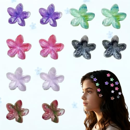 FISH DRAGATE 12 pcs fermagli per capelli con fiori,mollette clip donna,mini pinze per capelli,antiscivolo,marmo texture,fermagli per artigli,capelli artiglio clip accessori per ragazze,6 colori