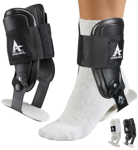 Active Ankle T2 Ankle Brace, Medium, Black, Rigid Support for Men 7-10 & Women 8-11 Shoe Size, Adjustable Brace for Sprained Ankle, Volleyball & Cheerleading, Lightweight EVA Padding, Fits Left or Right Foot
