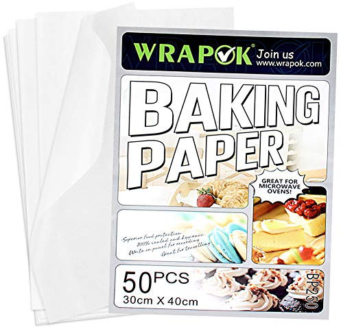 WRAPOK Baking Parchment Paper Greaseproof Cooking Sheets White Non-Stick Pre-Cut Liners for Kitchen Home, 12 x 16 Inch (50 Count)