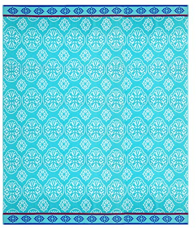 COTTON CRAFT Oversized Extra Wide XL Beach Blanket Towel for Two - 58x68-100% Cotton Velour - Big & Huge - Pool Picnic Bath Jacquard Thick Plush Super Soft Luxury - 450 GSM - Summer Trellis Pool Blue