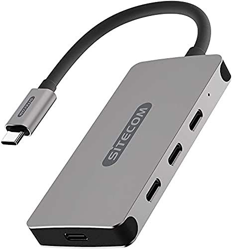 Sitecom CN-386 USB-C Hub 4 Port | USB-C auf 3X + 1x UBS-C Power Delivery Port Adapter mit 10 Gbit/s Daten, 7,5 W Leistung - für MacBook Pro/Air, Chromebook und weitere , Geräte