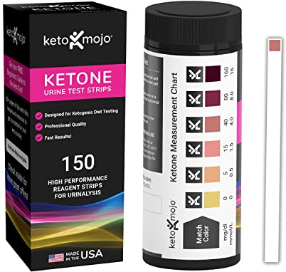 150 Ketone Urine Test Strips, App & Keto eBook Included, Extra-Long for Easy Sampling, Urinalysis Dipstick Test for Ketosis on Ketogenic, Low-Carb, and Fasting Diets
