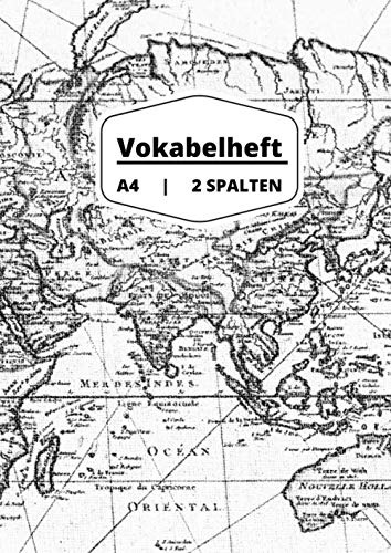 Vokabelheft A4 2 Spalten: liniertes Schulheft in DIN A4 Format mit 70 Seiten fuer Vokabeln und Fremdsprachen ( Englisch, Franzoesisch,italenisch latein etc.)