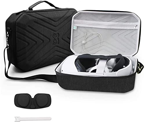 AMVR - Funda de viaje pequeña y portátil para Oculus Quest 2, almacenamiento de auriculares para juegos de realidad virtual y controladores táctiles, bolsa de transporte, Negro, grande, Personalizable