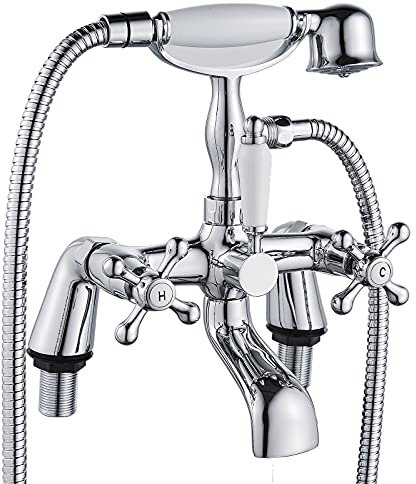 Victorian Luckyhome - Grifo mezclador para bañera (doble palanca, cromado)
