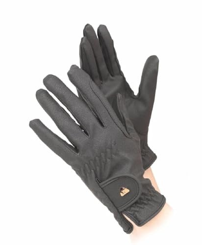 Shires Aubrion PU Riding Work Horse Riding Non-Slip Synthetic Leather Gloves (XS, Black)