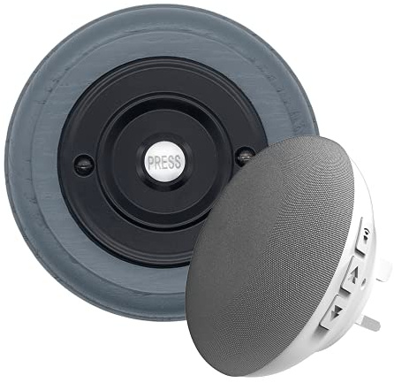 Modern Living Round Wireless Doorbell in Grey Ash and Black - Black Press - Plug in F5R-Recordable