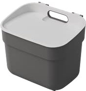 Curver Ready To Collect 5L Sorting Bin - Can Be Used In Compost - With Wall or Door Holder - Kitchen, Bathroom, Laundry Room - 100% Recycled - Anthracite