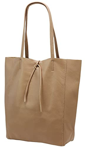 SH Leder ® Damen Echt Rindleder Shopper mit Innentasche in vielen Farben Schultertasche Henkeltasche 37x29cm Kora G266